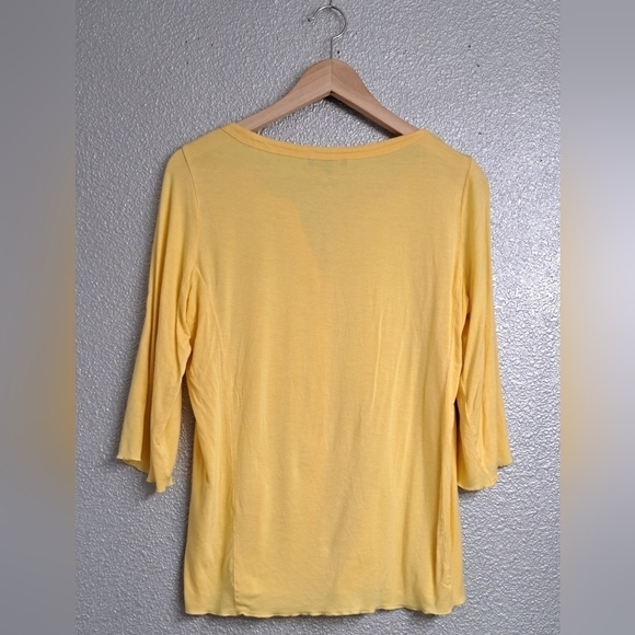 Renuar Yellow Embroidered Button Down Shirt  Size M - Picture 8 of 9